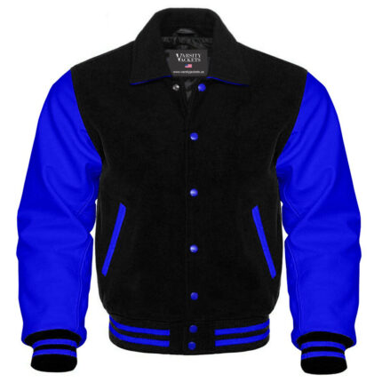 Black and Blue Retro Varsity Jacket Women