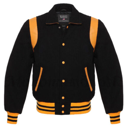 Black and Orange Women Retro Varsity Jacket