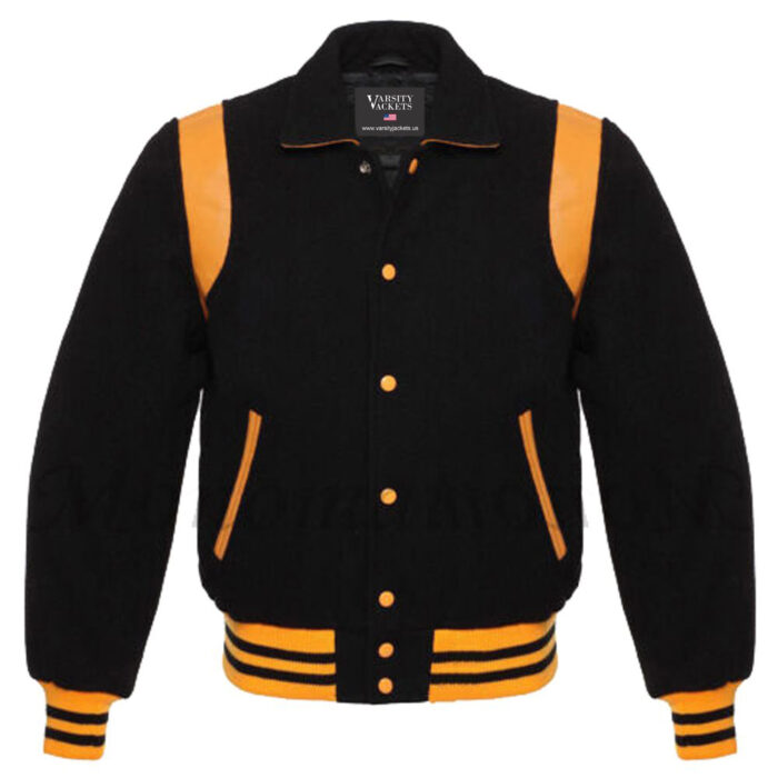 Black and Orange Women Retro Varisty Jacket