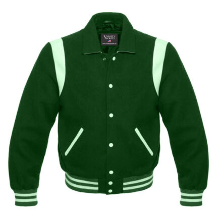 Dark Green Retro Varsity Jacket