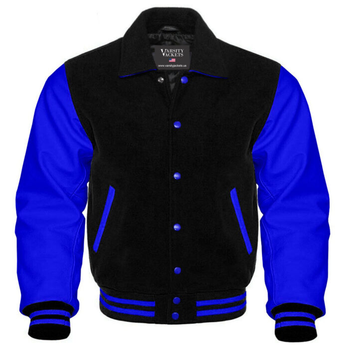 Kids Black and Blue Retro Varsity Jacket