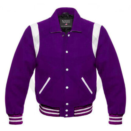 Kids Purple and White Retro Varsity Jacket