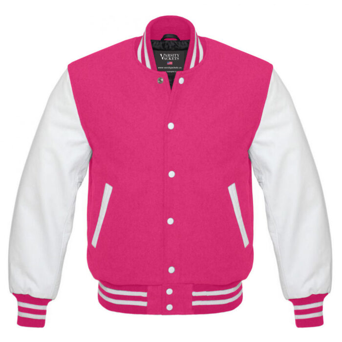 Kids pink varsity jacket