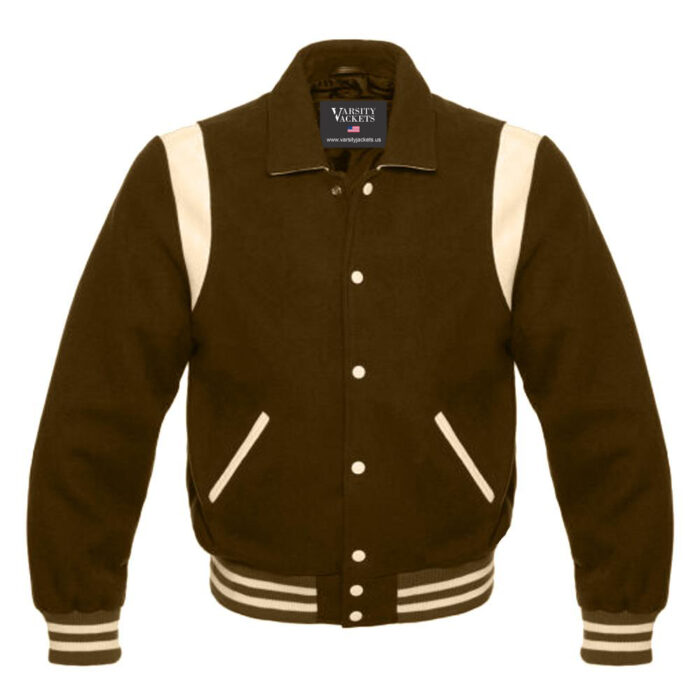 Woman Brown Retro Varsity Jacket