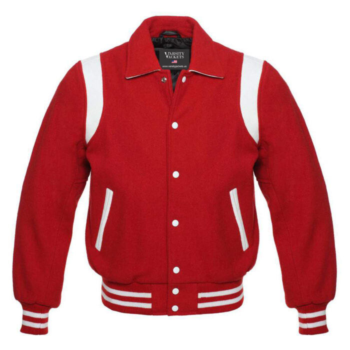 Women Red and White Retro Varsity Jacket