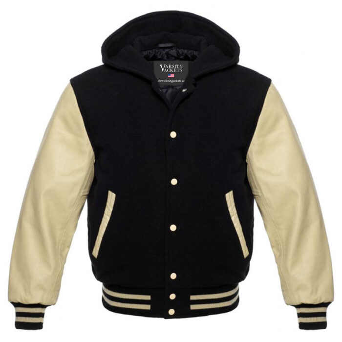 Black and Cream Kids Varsity Hoodie