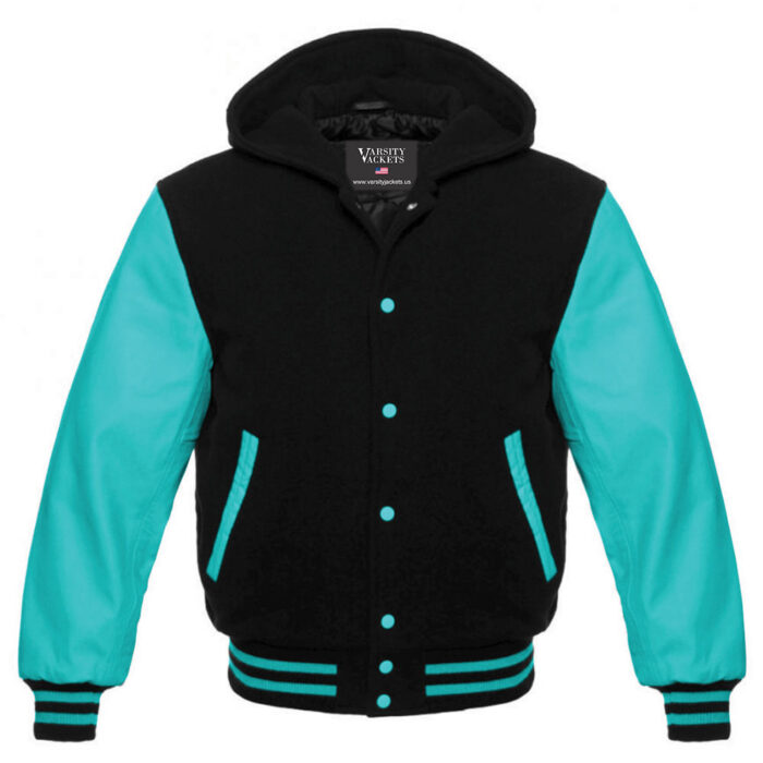 Black and Cyan Varsity Hoodie Kids