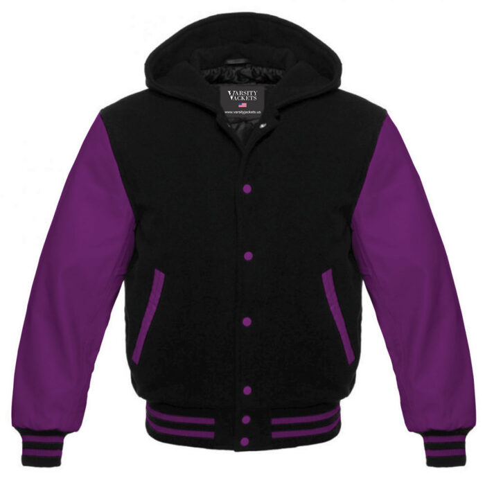 Black and Purple Varsity Hoodie Kids