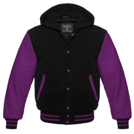 Black and Purple Varsity Hoodie Women