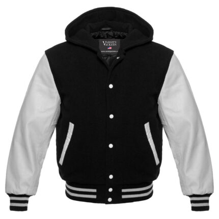 Kids Black and White Varsity Hoodie