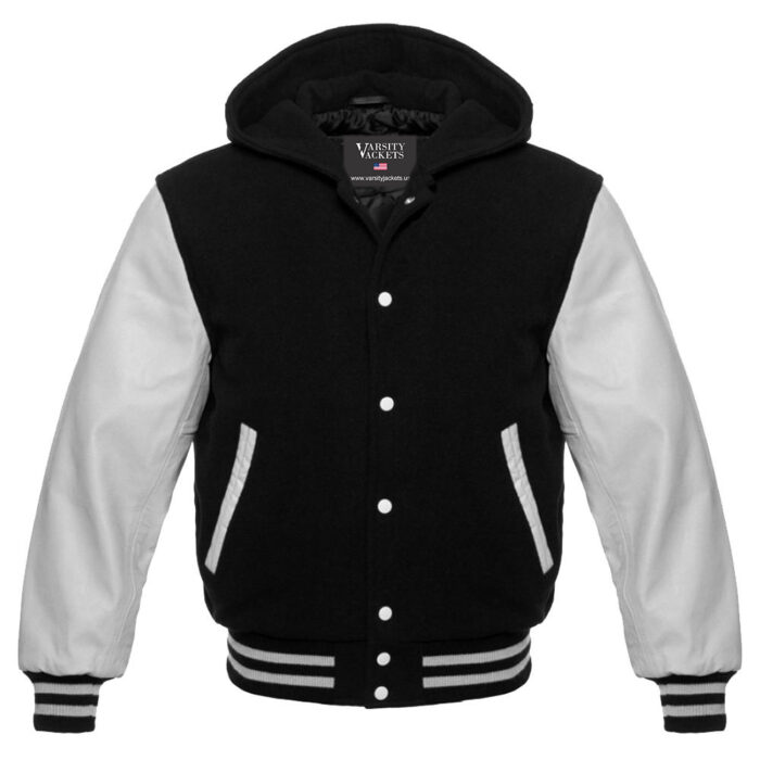 Kids Black and White Varsity Hoodie