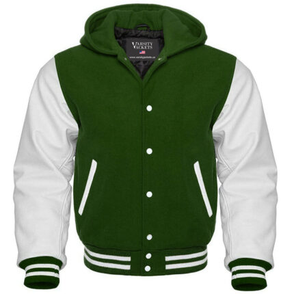 Kids Forest Green Letterman Hoodie