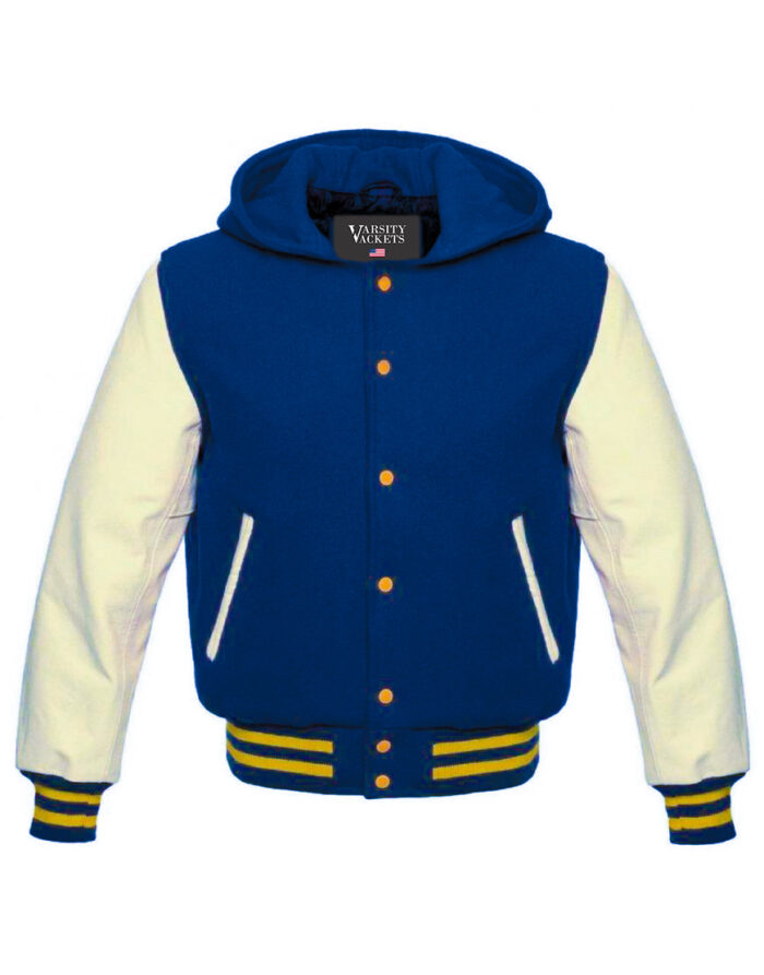 Kids Royal Blue and Cream Varsity Hoodie