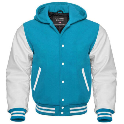 Kids Sky Blue and White Varsity Hoodie