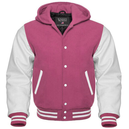 Pink and White Varsity Hoodie