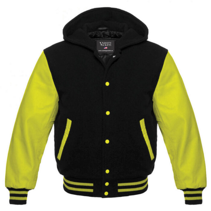 Women Black and Yellow Varsity Hoodie