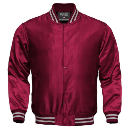 Kids Maroon Satin Varsity Jacket