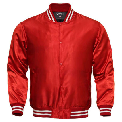 Kids Red Satin Varsity Jacket