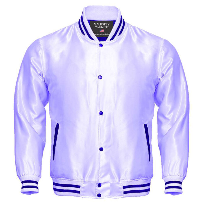 Kids White Satin Varsity Jacket