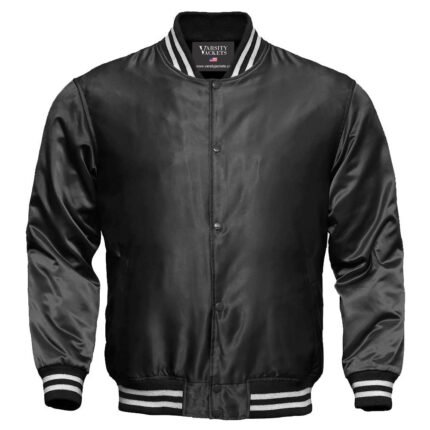 Kids Grey Satin Letterman Jacket