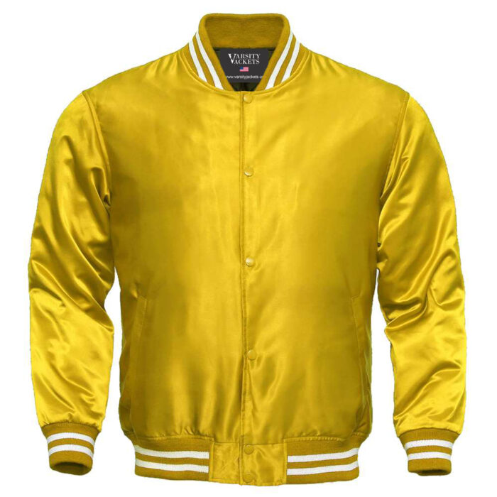 Kids Yellow Satin Letterman Jacket